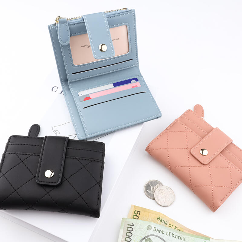 Women's Mini Quilted Zipper Wallet for Elementary, Middle, and High School Students