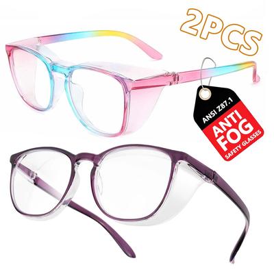 Anti Fog Goggles Protective Eyewear Scratch Resistant Anti Dust UV Protection Glasses For Men Women 2PC (Rainbow+Purple) HM9