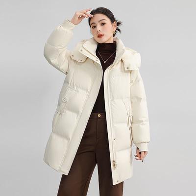 Thickened Warm Mid-length Down Cotton Jacket Women's Winter Detachable Cap Loose Jacket Trend