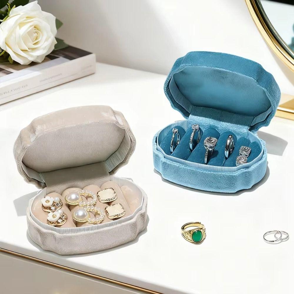 Luxury Finish Velvet Ring Box Multi Slot Wedding Jewelry Case Jewelry Display Case Home Storage