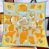 Silk Scarf Women Geometric Blocks Print Square Scarves Head Echarpe Silk Foulards Femme Wraps Beach Shawls Lady Hijabs 90CM