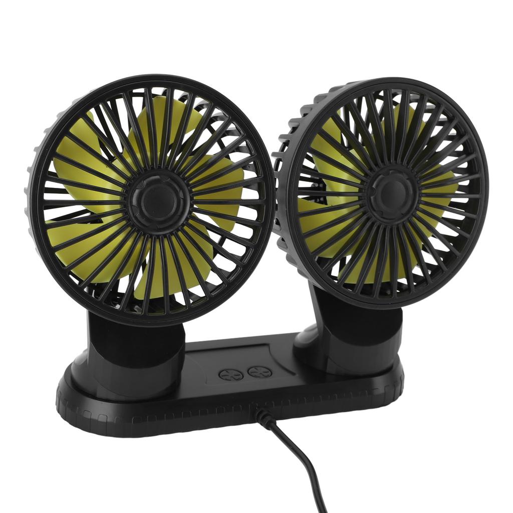 Car Fan Portable Dual Head Electric Vehicle Mounted USB 360 Degree Rotation Auto Cooling Fan for
