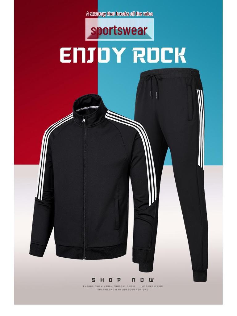 Men's Slim Fit Casual Set: Korean Style Teen Solid Color Sportswear for Spring & Autumn