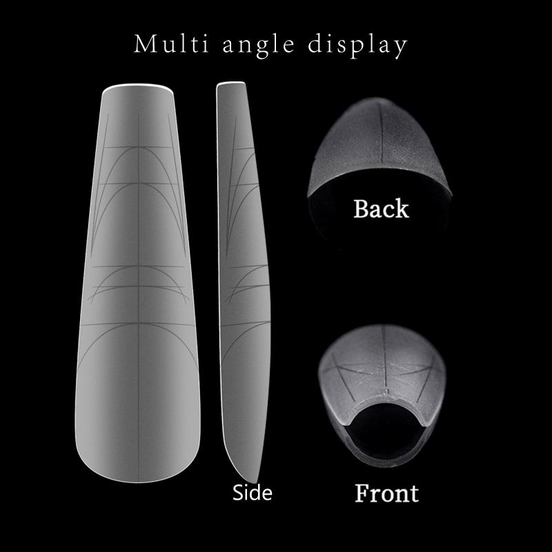 240Pcs Coffin Stiletto Trapezium Soft Gel Nail Tips With Auxiliary Lines Innovative Press On Nails Multifun Full Cover Fake Nail