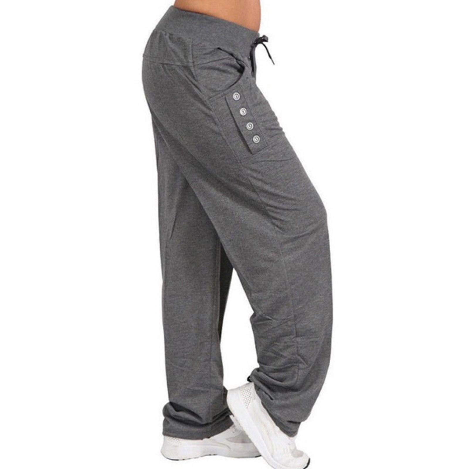 

Женские однотонные свободные повседневные спортивные брюки на шнурке для бега и отдыха M темно-серого