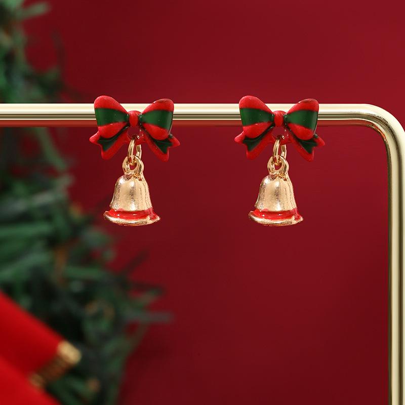 European & American Christmas Tree Bell Stud Earrings - Creative Fashion Style