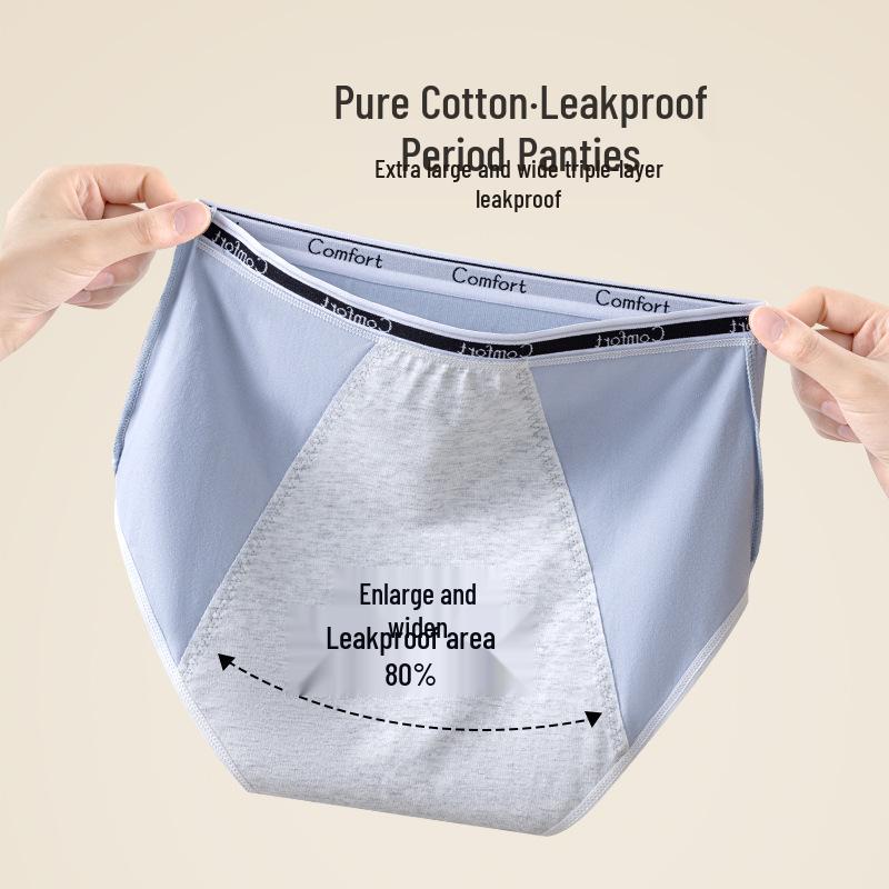 Plus Size Leak-Proof Menstrual Cotton Panties - Antibacterial, 200 Lbs Support, Aunt Sanitary Underwear for Women