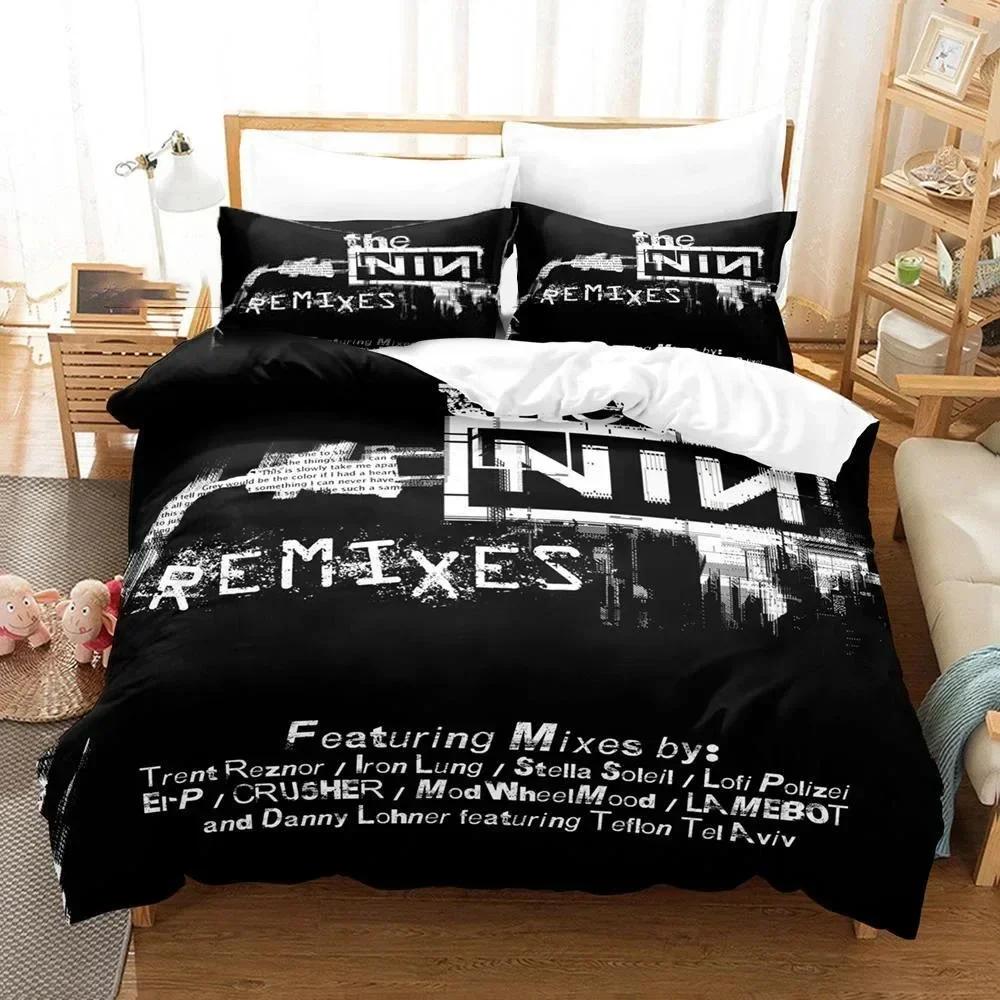 

3D Nine Inch Nails NIN Bedding Set Duvet Cover Sheet Printed Bed Set Pillowcase Bed Full Queen King Size Comforter Bedroom 135x200cm