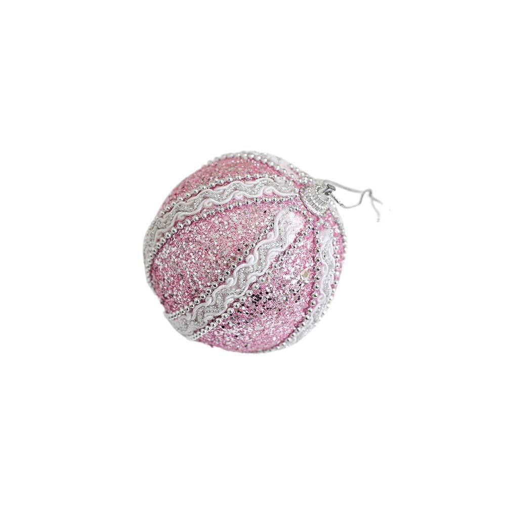 8cm Pink Christmas Balls Glitter Xmas Tree Pendant Christmas Tree Hanging Ornament  Living Room