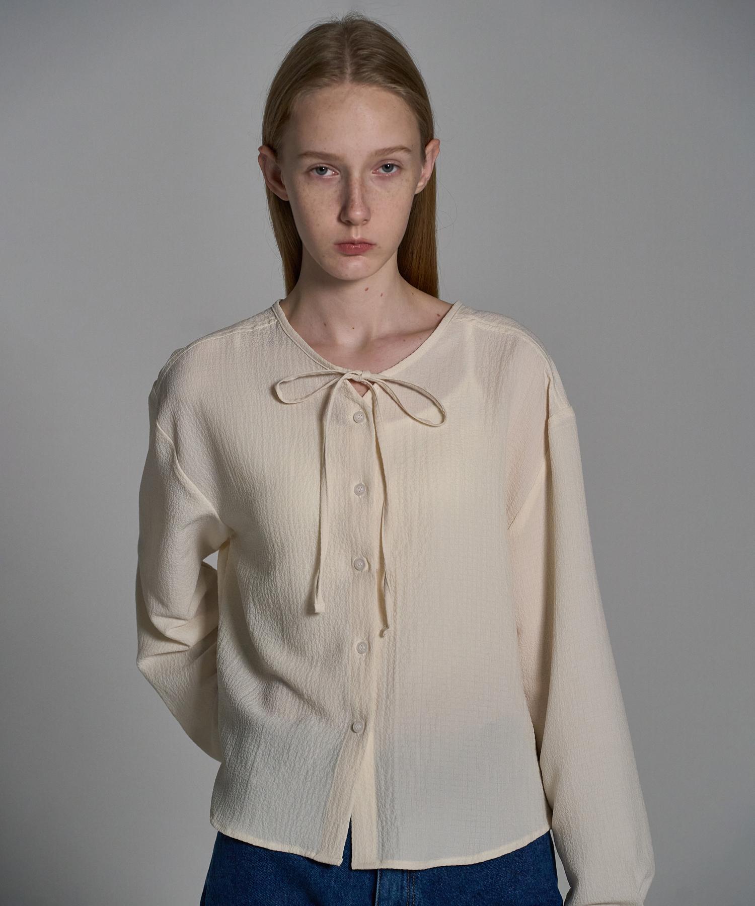 Eliotti Wrinkle Ribbon Blouse_Ivory Free