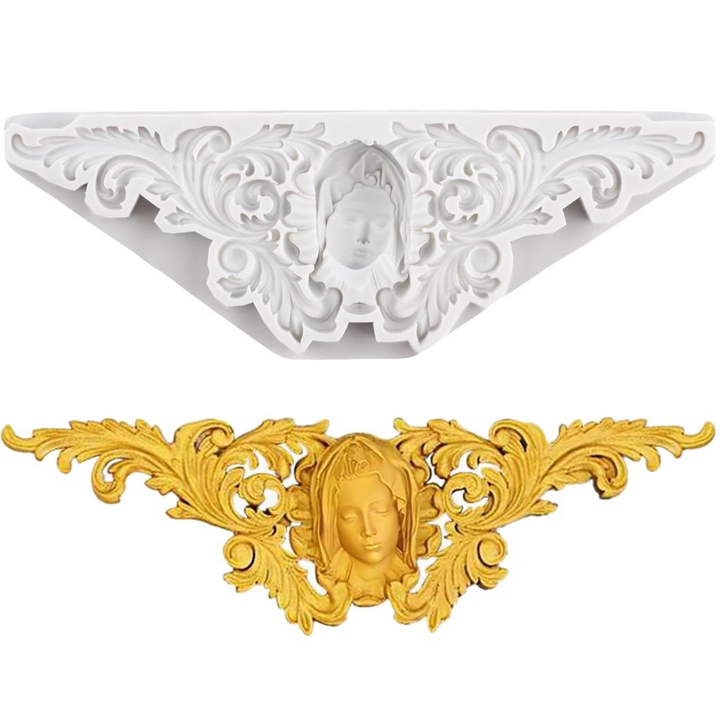 Baroque Relief Flower Lace Silicone Molds Baroque Avatar Head Fondant Mold Cake Decorating Tools Cupcake Topper Candy Chocolate Gumpaste Mold