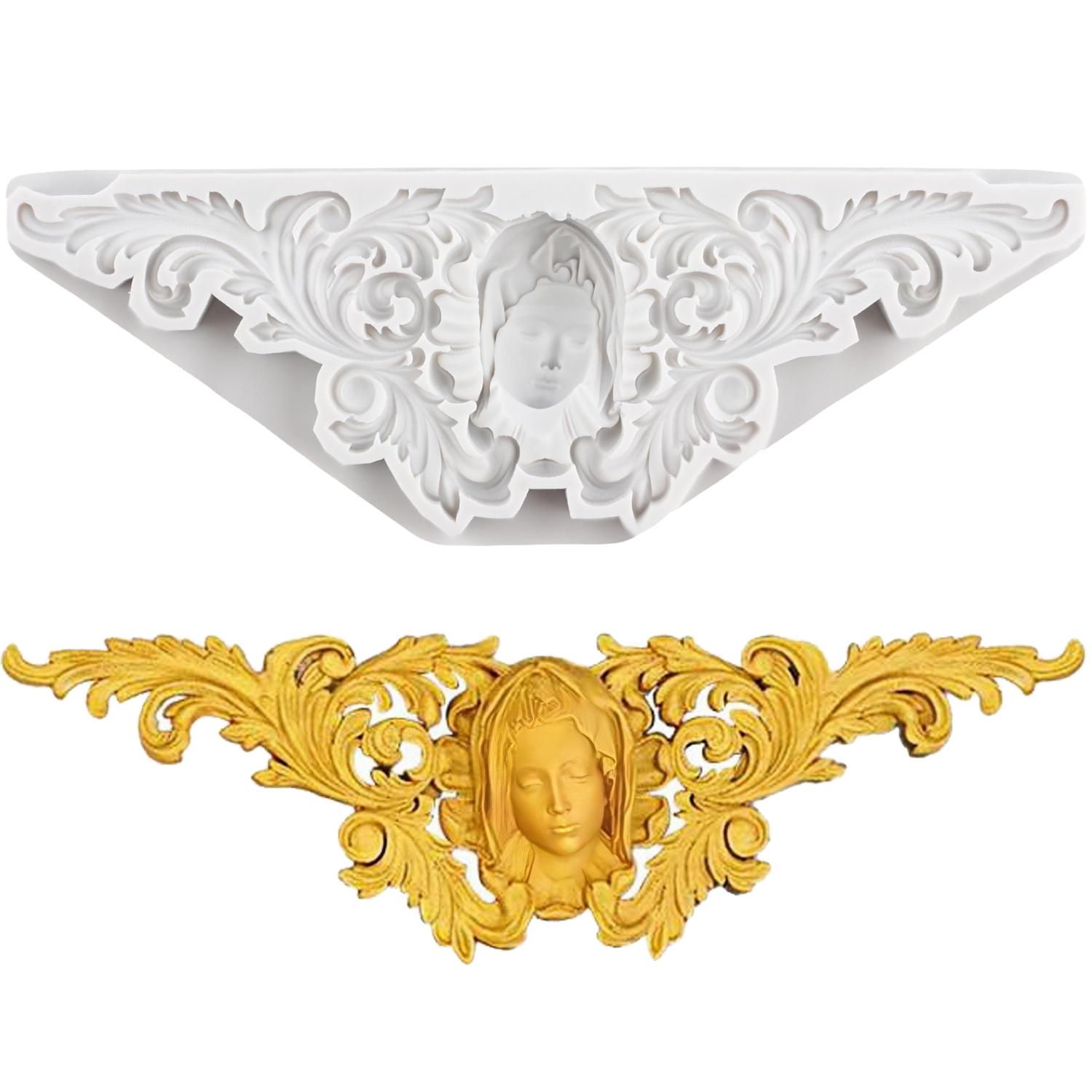 

Барокові рельєфні силіконові форми для мережива з квітами, барокова голова аватара, форма для мастики, інструменти для прикраси торта, топпер для кексу, форма для цукерок, шоколаду, гампасти сірий колір