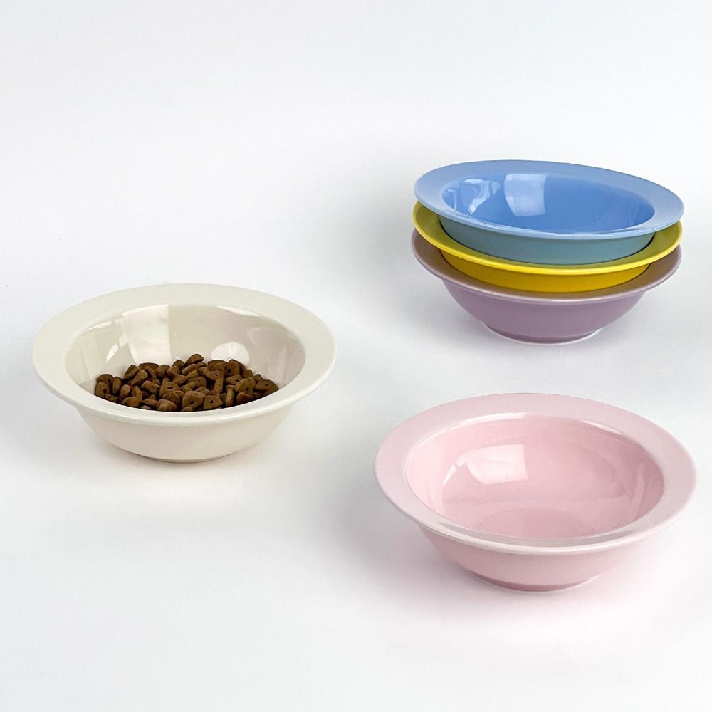 New Ceramic Cat Bowl Solid Color Large Diameter Dog Bowl Pet Water Bowls Pet Feeding Supplies