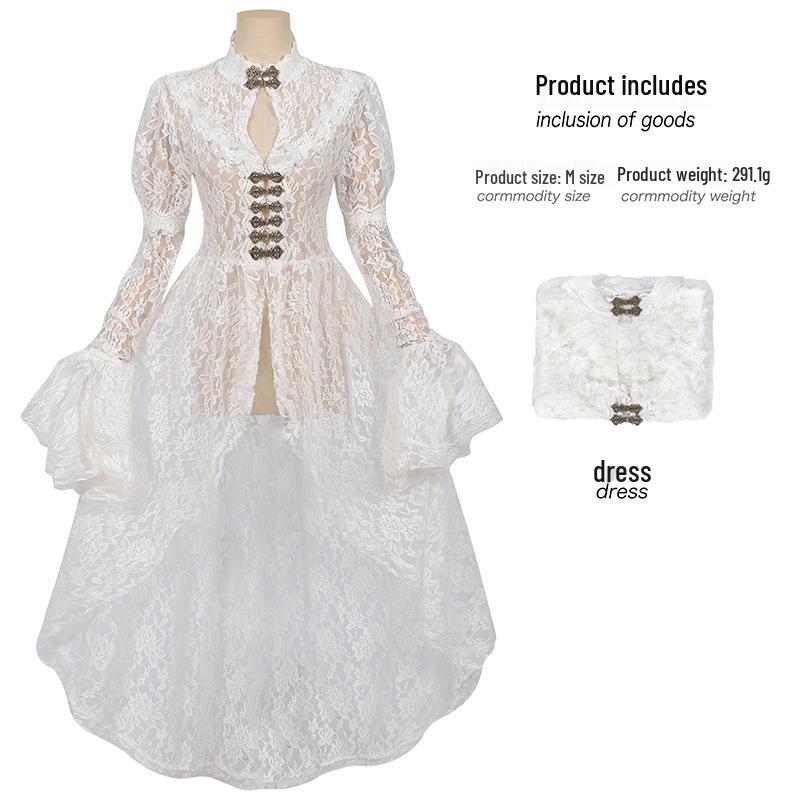 

Женское винтажное готическое викторианское кружевное платье-костюм S
