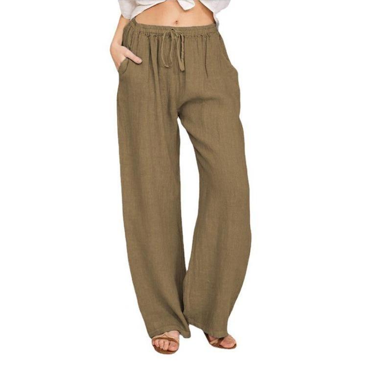Loose Cotton Linen Pants for Women Summer Casual Large Size