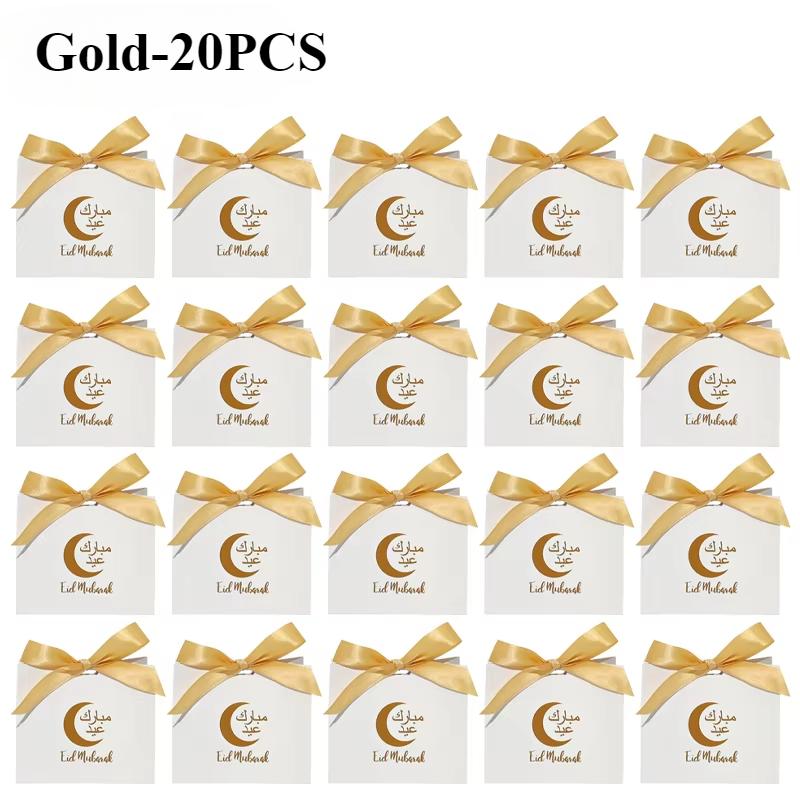 1-40PCS Moon Print Paper Gift Bags Reusable Candy Tote for Ramadan Christmas Valentine's Day Multi-Purpose Shopping Bags