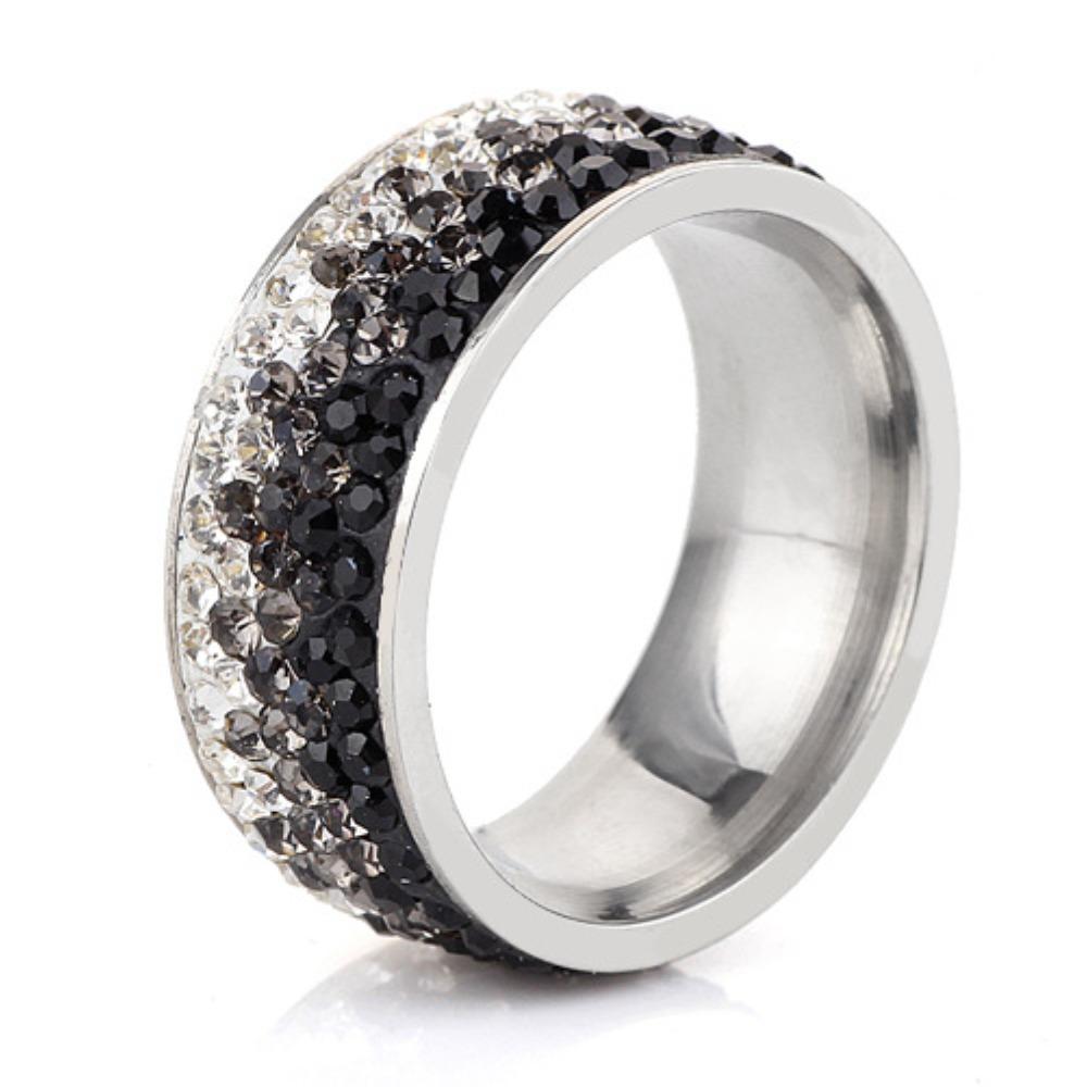 

Fashionable 8MM Diamond Gradient Titanium Steel Ring Simple and Stylish for Students No. 10