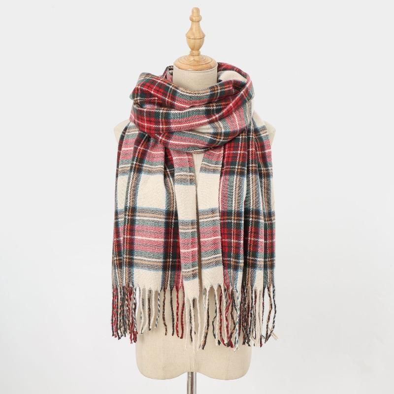 Direct sale England plaid fringed scarf women's imitation cashmere warm autumn and winter high-end sense versatile fashion scarf