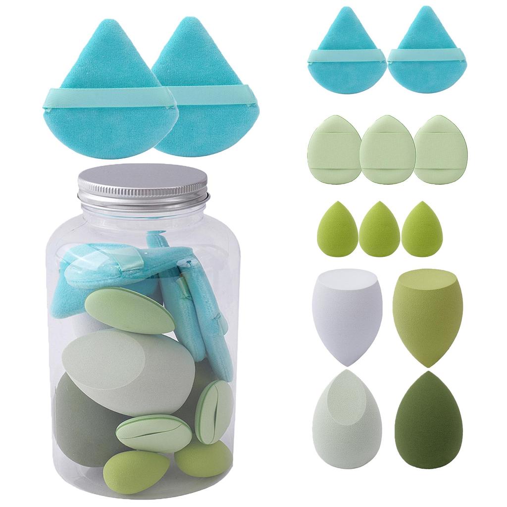 14-Piece Drift Bottle Makeup Sponge Set - Soft, Dual-Use for Dry & Wet Application