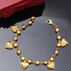 Elegant Heart Charm Hand Chain Heart-shaped Bell Jewelry Gold Pendant Bracelets 4mm Width Gifts Multi Bead Cuban Chain Women