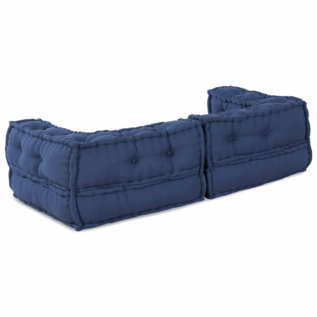 Modular Sofa Set 3 Pcs Indigo 140 X 70 X 36 Cm Fabric