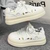 Fashion Whit Women's Shoes Round Toe Kawaii High On Platform Graffiti Ladies Footwear Original Sale Designer Luxury Stylish Cotton Offer