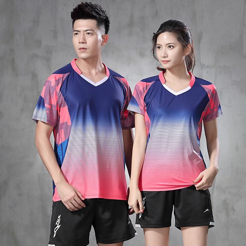 Quick Dry Short Sleeve Sport Shirt Set Men Women Badminton Table Tennis Volleyball