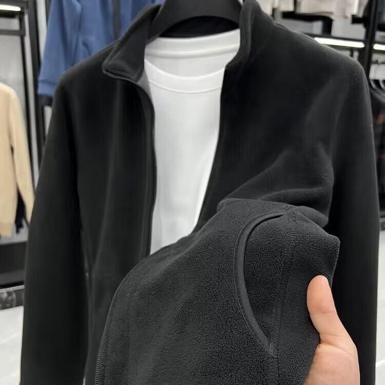 

Men s Thickened Polar Fleece Stand Collar Zipper Cardigan Jacket for Autumn and Winter L