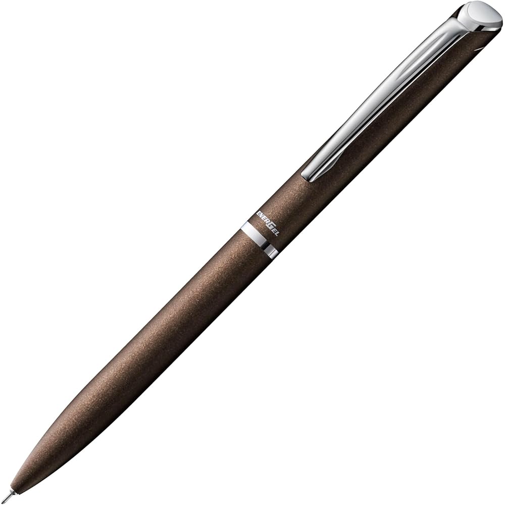 Pentel Gel Ink Ballpoint Pen, Energel Philograph, 0.5mm, Brown Barrel, BLN2005E, Black