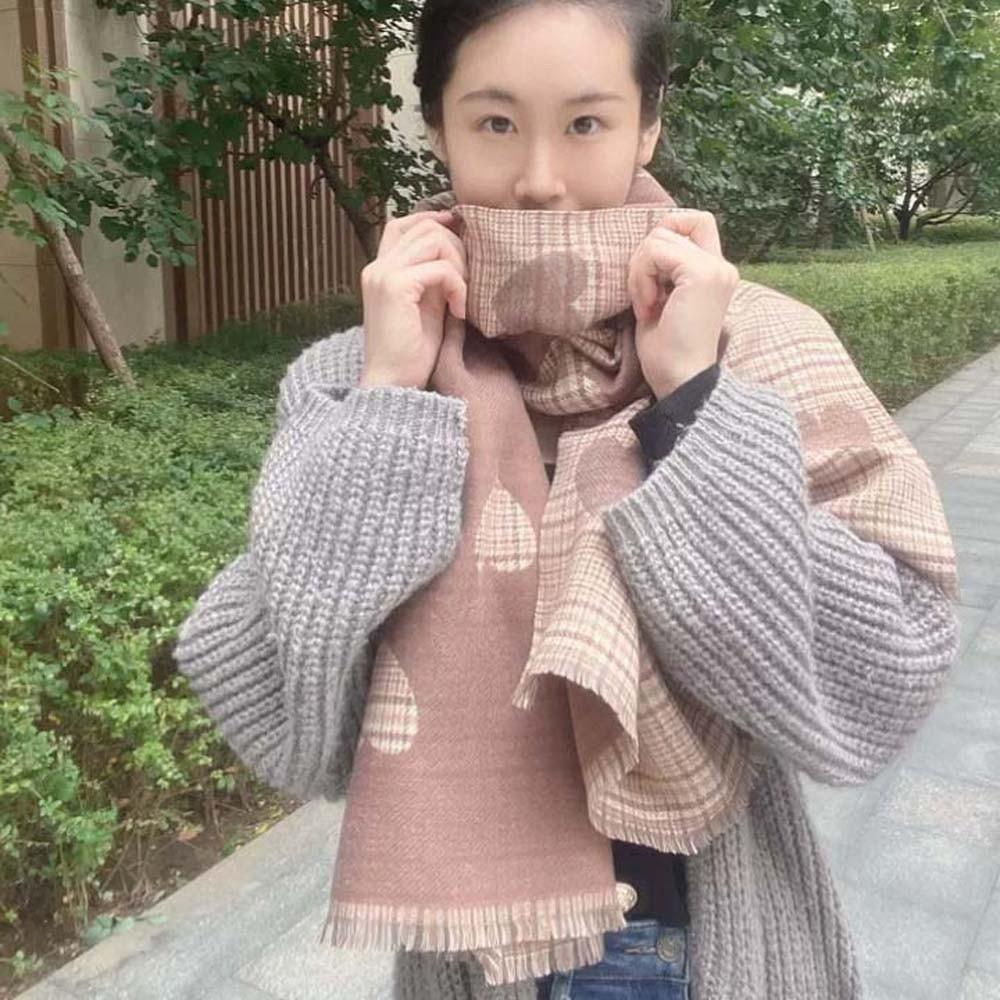 Soft Heart Knitted Scarf Warmer Long Thickened Shawl Large Double-sided Scarf  Girls