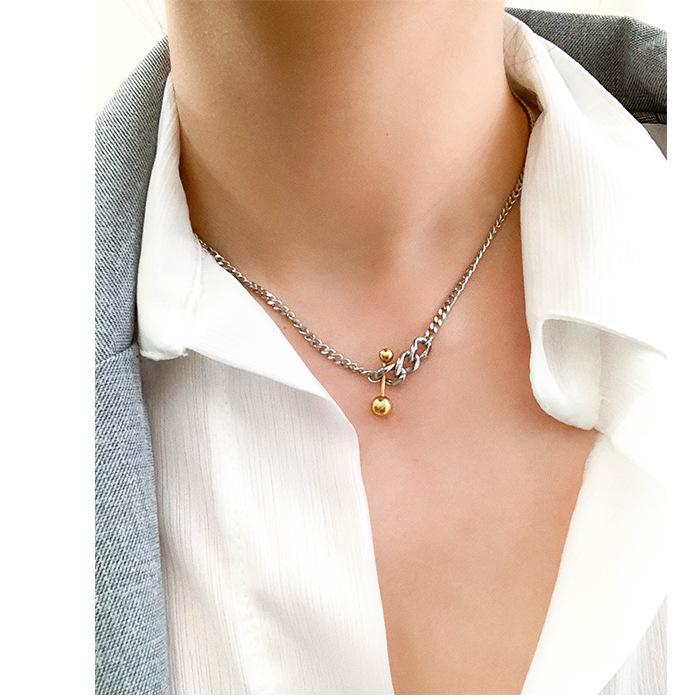 

Street couple simple heavy industry balance ball niche design necklace female collarbone chain tide