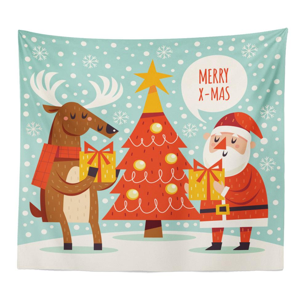 Christmas Series Santa Claus Pattern Tapestry TV Background Wall Landscape Tapestry Hanging Cloth