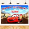 Customizable Disney Lightning McQueen backgrounds, children's birthday party decorations, photo background, baby shower banner, photo booth accessorie