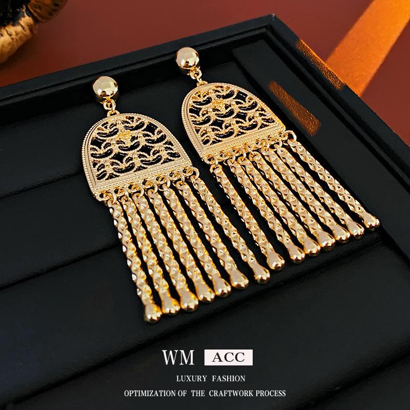 Boucles d'oreilles vintage Argent Aiguille Cœur & Fleur Pendentif Pompon