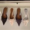 22 nouvelles sandales à talon aiguille à bout ouvert avec nœud, grande taille, couleur unie, ajourées, style européen et américain