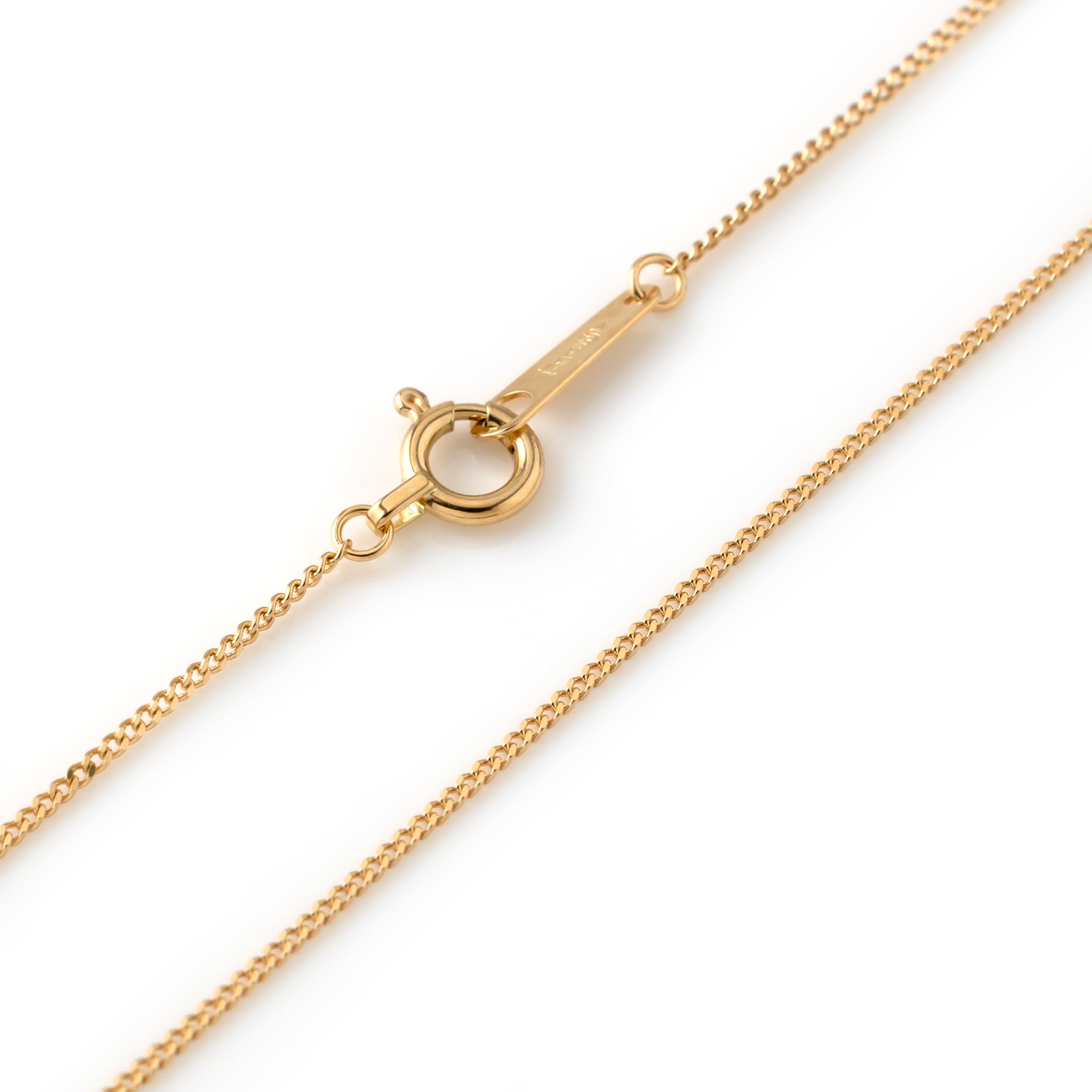 

18K Yellow Gold Single Curb Chain Mint Certification [MJP] 0.25 Necklace, Mark, 50cm, Approx. 1.4g