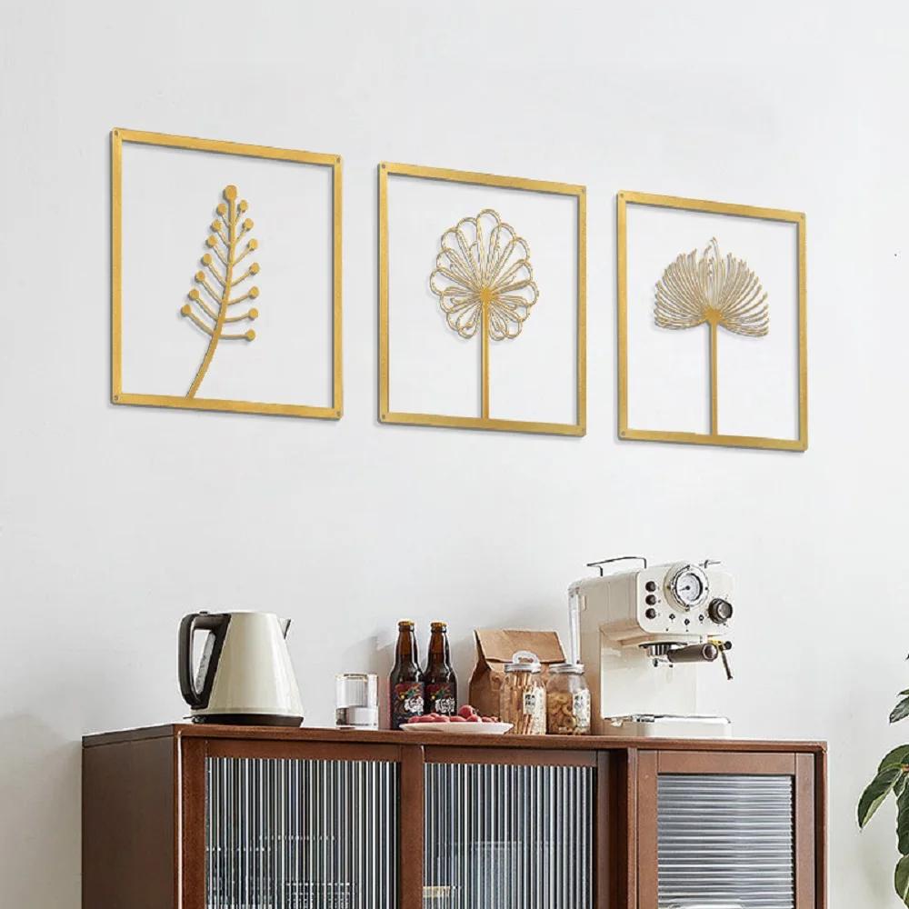 Metal Iron Art Leaf Mural Nordic Wall Pendant Light Luxury Hanging Decoration Crafts Household Creative Hanging Decorations New