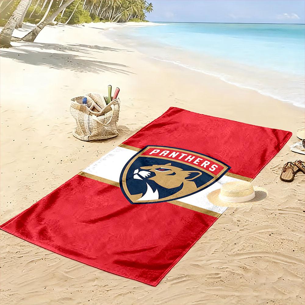 "Panthers Logo On Red Background" Patterned Beach Towel Quick Dry Perfect for Travel Outdoor Sports Jogging the Beach and Swimming