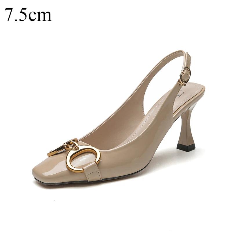 Sandals for Women 2025 Summer New High Heels Womens with A Straight Toe and A Back Empty Sole High Heels Sandal Sandalias Mujer