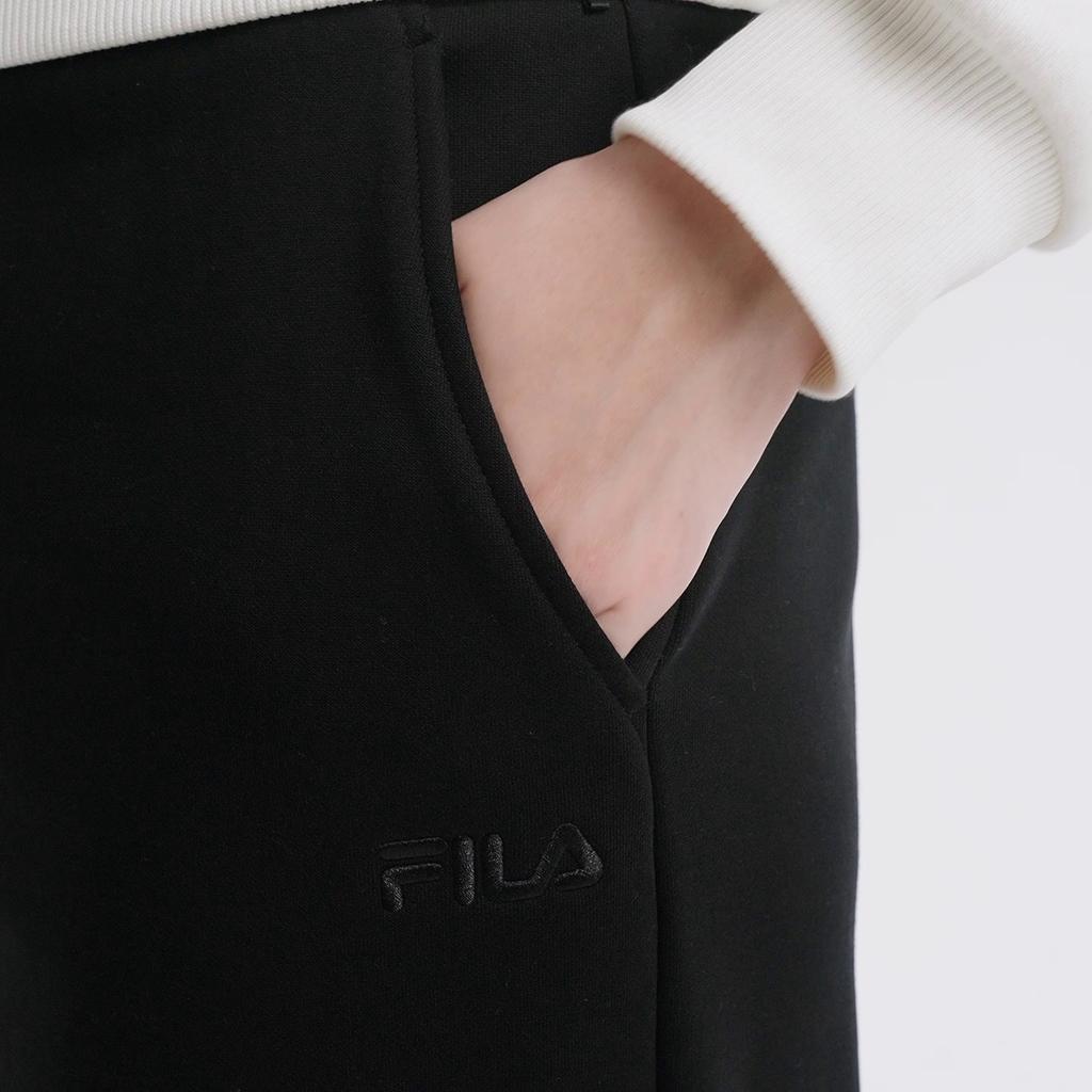 Fila Original Fashion Trend Sports Comfortable Versatile Winter Fleece Lined Warm Knitted Casual Pants Women Bottoms Black F11W549601FBK