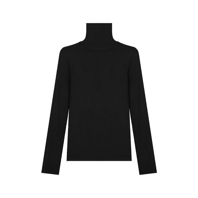 Black with High Collar Autumn and Winter Sexy Slim Fit Long-Sleeved T-shirt