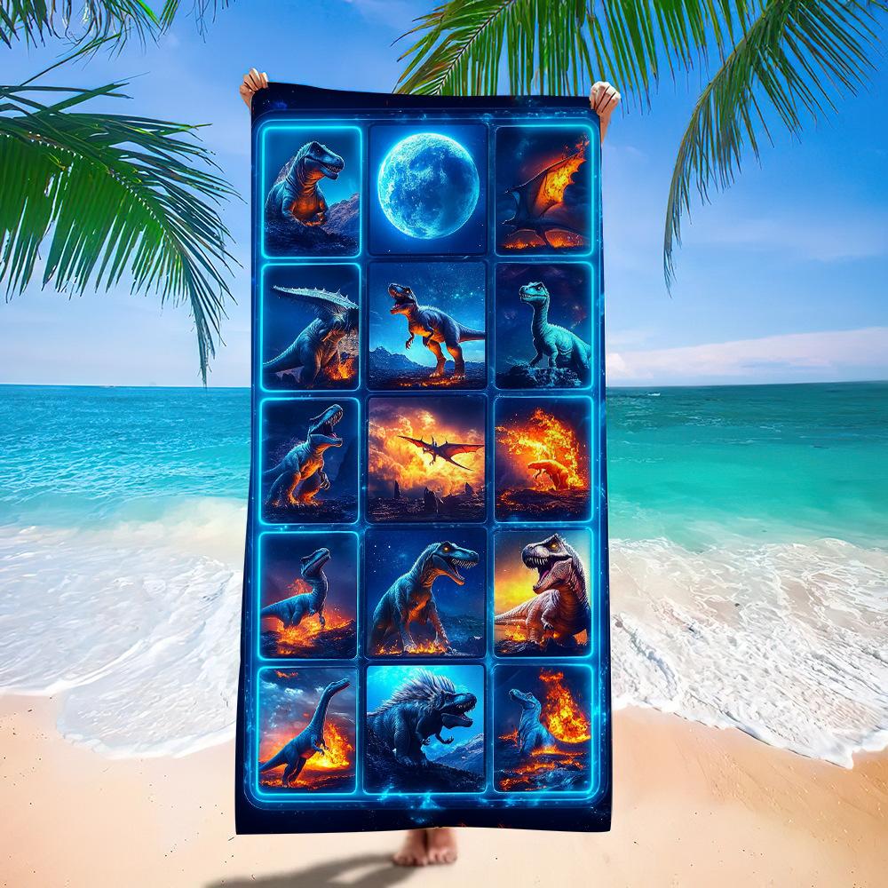 Asciugamano da Spiaggia Cartone Animato Piccolo Dinosauro Europeo e Americano Fabbrica di Stampa Digitale Asciugamano da Bagno Stampa Giocattoli Microfibra Bambini
