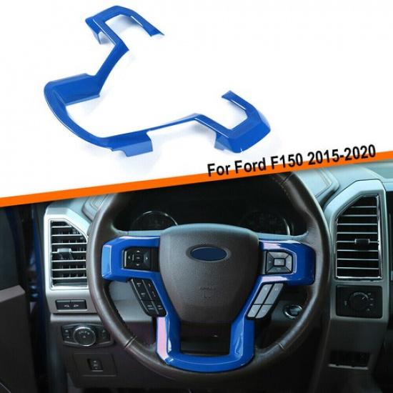 Blue Steering Wheel Moulding Trim Cover Bezels For Ford F150 2015-20 Accessories