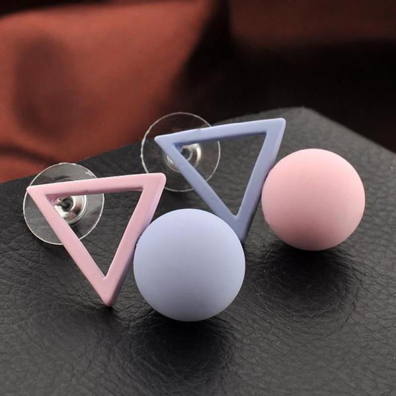 Asymmetry 1 Pair Triangle Different Candy Women's Earrings Korean Earrings Jewelry Crystal Earrings Brincos