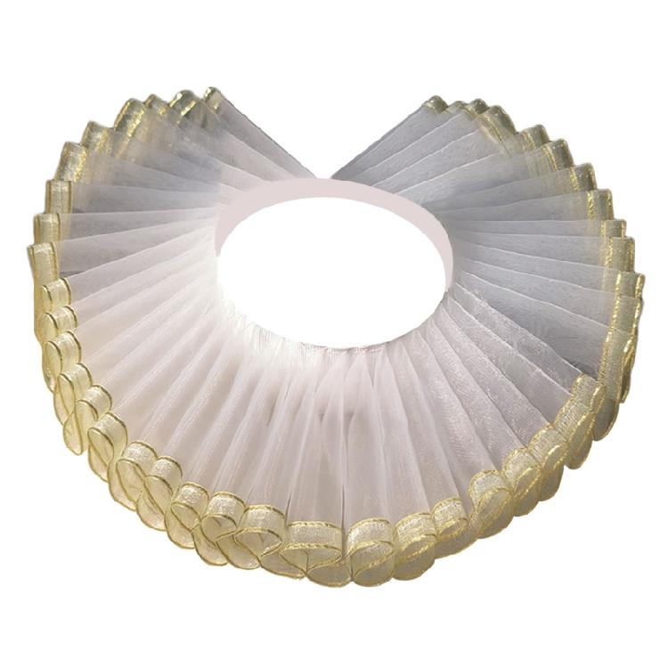 Odpinany kołnierz renesansowy ze złotym obszyciem, marszczony sztuczny kołnierzyk, akcesorium do kostiumu na wydarzenie tematyczne średniowieczne