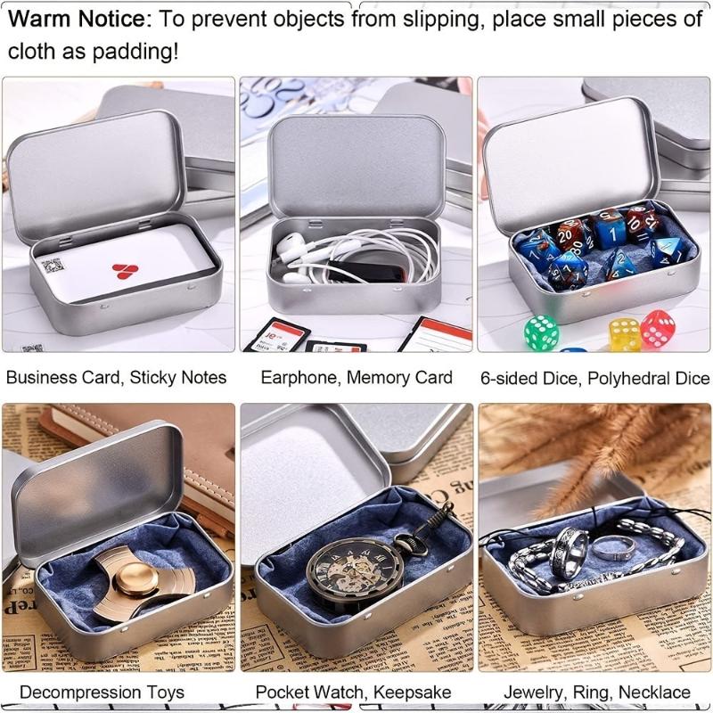 40-Pack Aluminum Storage Boxes with Hinged Lids Portable Rectangular Tin Containers for Small Items Gift Card Holders Organizer