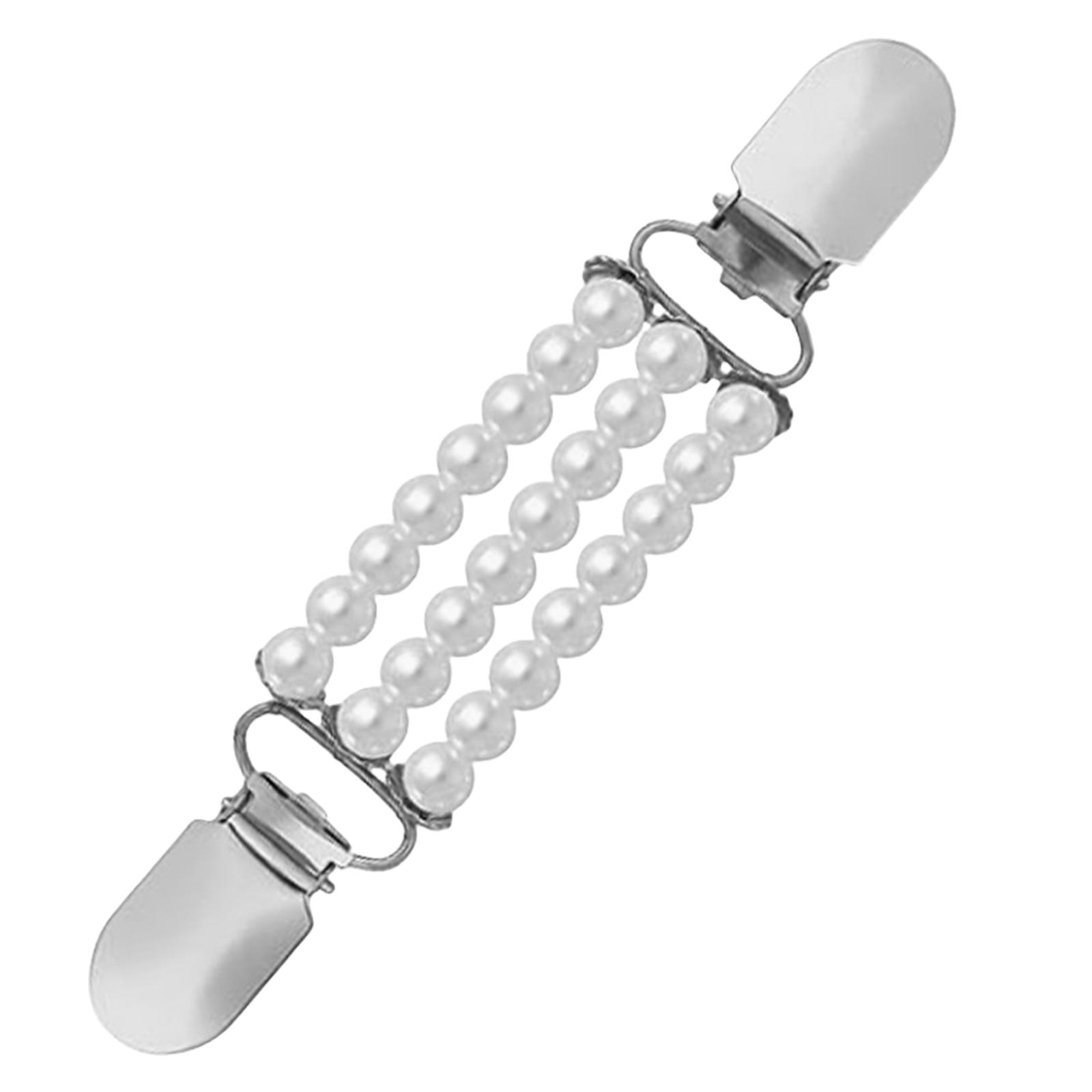 

Women Fashionable Pearls Shawl Clip Faceted Beads Elegant Imitation Pearls Sweater Clip Suitable for Various Styling срібний