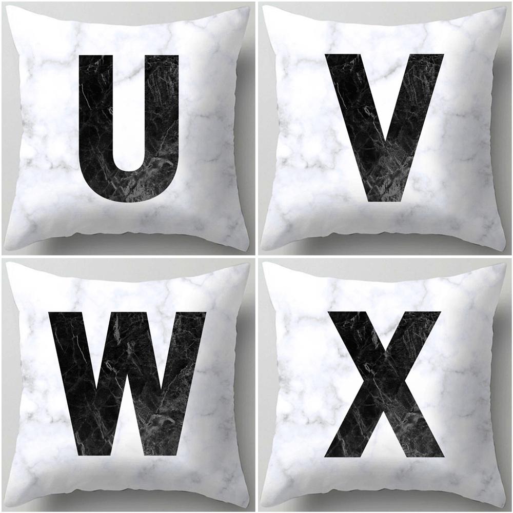 Marble Letter Print Pillowcase Decorative Pillow Sofa Cushion Cover Home Decor Pillowcase