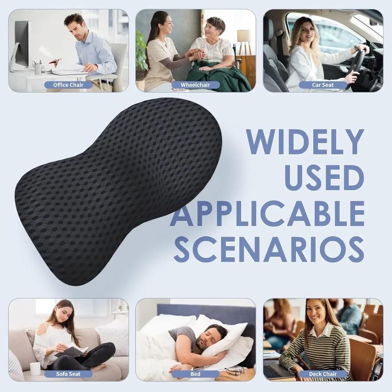 Lumbar Support Pillow Ergonomic Memory Foam Lumbar Pillow Relieve Back Pain Cushion Lower Back Pillow for Office Chairs Car Seat