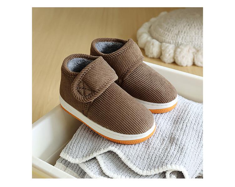Sapatos de Algodão Antiderrapantes com Sola de Tendão de Vaca para Meninos no Inverno, Sola Espessa, Velcro, Pantufas Quentes para Interior/Exterior para Mulheres